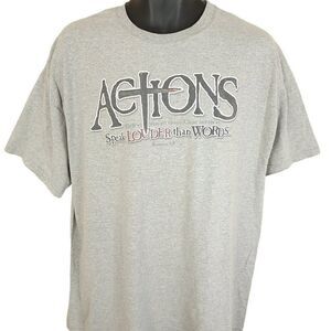 Christian T Shirt Vintage 90s Y2K Jesus Christ Cross Actions Speak Louder Bible